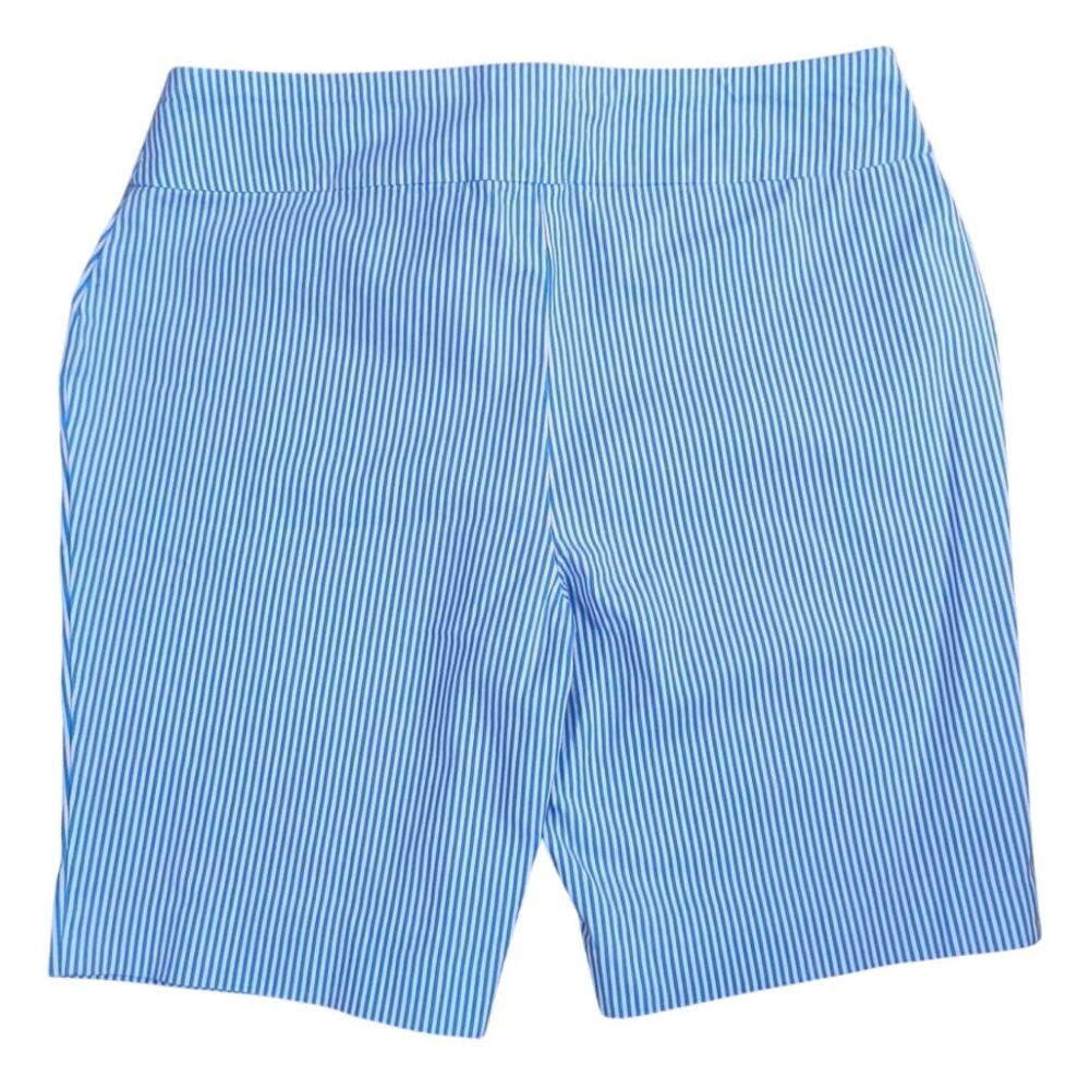 Crown & Ivy Ashley Bermuda Shorts 14 Blue White Stripe Pull On Stretch 10" - Picture 5 of 11